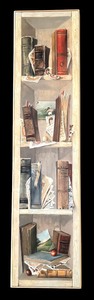 lot 275 image: Fun Decorative Print on Board Featuring a Bookshelf