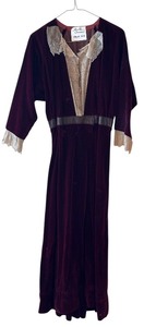 lot 264 image: Antique Purple Velvet Dress with Lace Accents