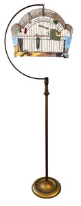 lot 199 image: Vintage Metal Bird Cage Stand and Bird Cage