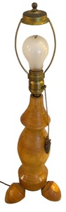 lot 195 image: Vintage Hand Crafted Wooden Table Lamp