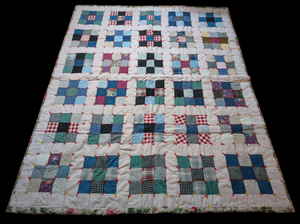 lot 244 image: QueenFull Size Vintage Square Pattern Quilt