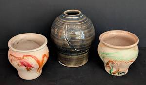 lot 248 image: Three Pieces of Vintage Pottery including Vintage Nemadji Pottery