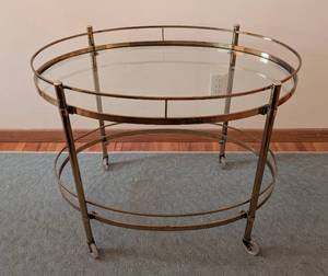 lot 288 image: Vintage Brass and Glass Accent Table