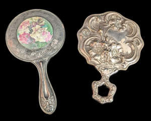 lot 50 image: Two Antique Silver Hand Mirrors