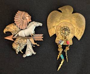 lot 205 image: Pair of Native American Metal Brooches