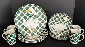 lot 201 image: Dept 56 Treillage Goose Dishes