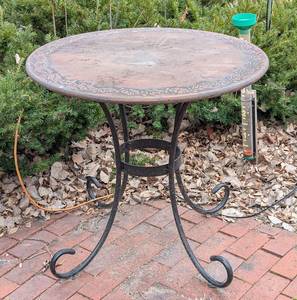 lot 157 image: Round Copper Color Bistro Table