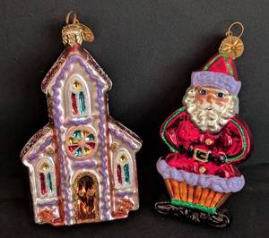 lot 147 image: Christopher Radko Gingerbread Santa and Church