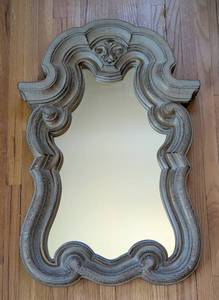 lot 111 image: Grey Wood Elegant Designed Wall Mirror