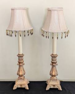 lot 110 image: Pair of Petite Beaded Table Lamps