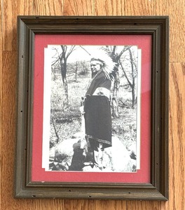 lot 352 image: Framed Black and White Indian Chief Photograph Print