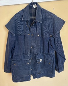 lot 371 image: RARE 1994 Vintage Carhartt CW083 Worsterlon-Lined Sandstone Cape Coat Large Blue