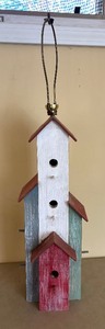 lot 374 image: Handcrafted Wooden Bird House Motif Lamp for Repair