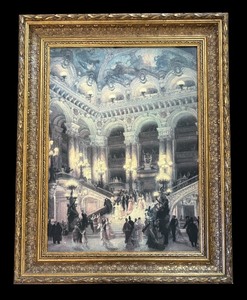lot 399 image: The Staircase of the Paris Opera Framed Print by Louis Bermoud