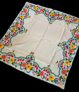 lot 435 image: Vibrant Needlepoint Tablecloth