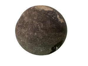 lot 235 image: Antique Native American Childrens Circular Stone Toy  Native American Game Ball