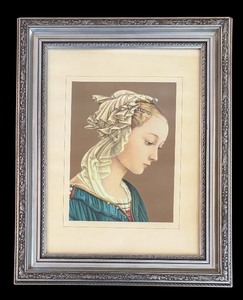lot 338 image: Framed Vintage Portrait Print, The Madonna