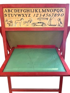 lot 315 image: Antique Cressco School Standing Blackboard with Scrolling Lessons