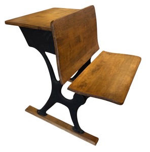 lot 301 image: Antique AH Andrews Co Wooden School Desk