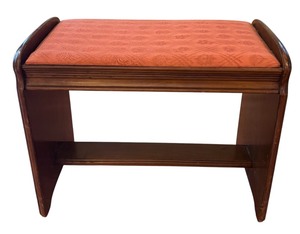 lot 280 image: Vintage Wooden Stool with Upholstered Top