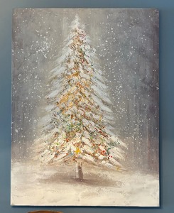lot 102 image: Festive Textured Tree Motif Canvas Print