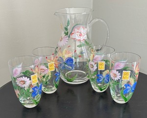 lot 29 image: Royal Danube Hand Painted Crystal Pitcher with Four Glasses