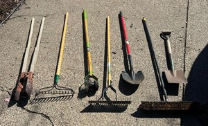 lot 144 image: Shovels, Rakes, Tiller and More