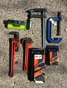 lot 156 image: Clamp, Saker Contour Gauges, Wrenches and More