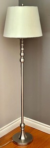 lot 50 image: Pretty Silver Brushed Nickel Floor Lamp
