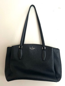lot 75 image: Kate Spade Monet Triple Compartment Black Leather Handbag