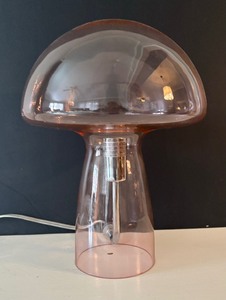 lot 86 image: Pretty Pink Glass Mushroom Glass Lamp
