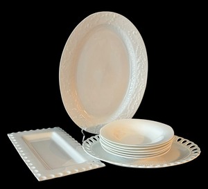 lot 90 image: White Platters and Bowls by MSE, Godinger, HB and Cat