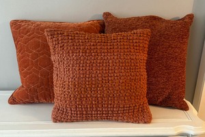 lot 99 image: Three Orange Accent Pillows
