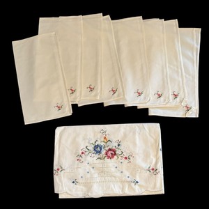lot 235 image: Needlepoint Tablecloth with Four Coordinating Napkins