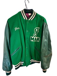 lot 208 image: Vintage Green Lettermans Jacket with Joe Embroidered