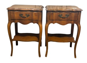 lot 19 image: Two Vintage French Provincial Side Tables  Nightstands