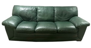 lot 6 image: Hunter Green Leather Sofa