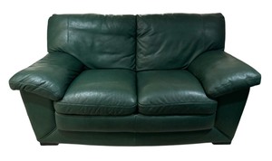 lot 7 image: Hunter Green Loveseat  Sofa  Couch