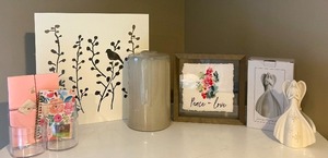 lot 396 image: Elegant Home Decor including Wall Art, Vase, Desk Organizer and More