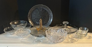 lot 346 image: Crystal and Clear Glass Bowls, Plates, Serving Platter and More