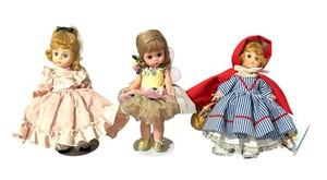 lot 414 image: Three Collectible Vintage Madame Alexander Dolls including Madame Alexander Little Red Riding Hood Doll