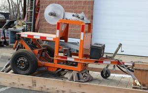 lot 9 image: Highway Tape Applicator Trailer (HTA) Used For Applying Pavement Marking Tape Includes Lights, Tongue & Swivel Wheel Jack