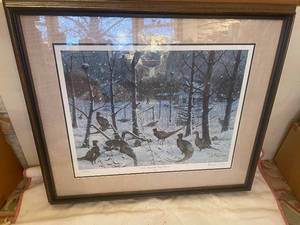 Framed Artwork '1940 Armistice Day Storm' by Les Kouba and Assorted Christmas Decorations