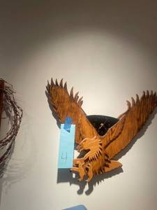 Wooden Eagle Wall Clock with Distinctive Carving