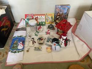 lot 40 image: Assorted Holiday Collection with Decorative Snowmen and Books