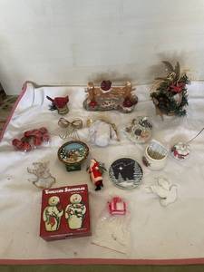lot 41 image: Collection of Christmas Decor Figurines, Ornaments, and Decorations