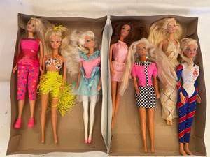 Collection of 8 Vintage Barbie Dolls in Unique Outfits