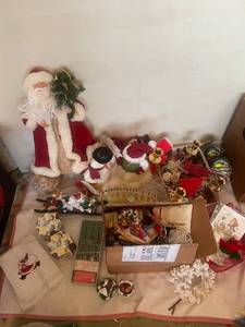 lot 77 image: Large Collection of Christmas Decorations Including Santa Figures, Ornaments, and More