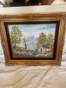 lot 88 image: Framed Landscape Painting with Gold Gilt Frame