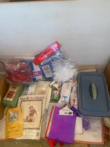 lot 112 image: Assorted Craft Supplies Set including Needle Treasures Cross Stitch Kit